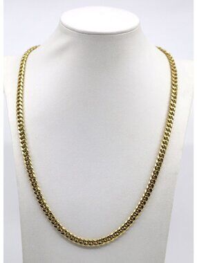 Unique 10K Karat Solid Yellow Gold Designer Cuban Link Chain Necklace - 22.25" L